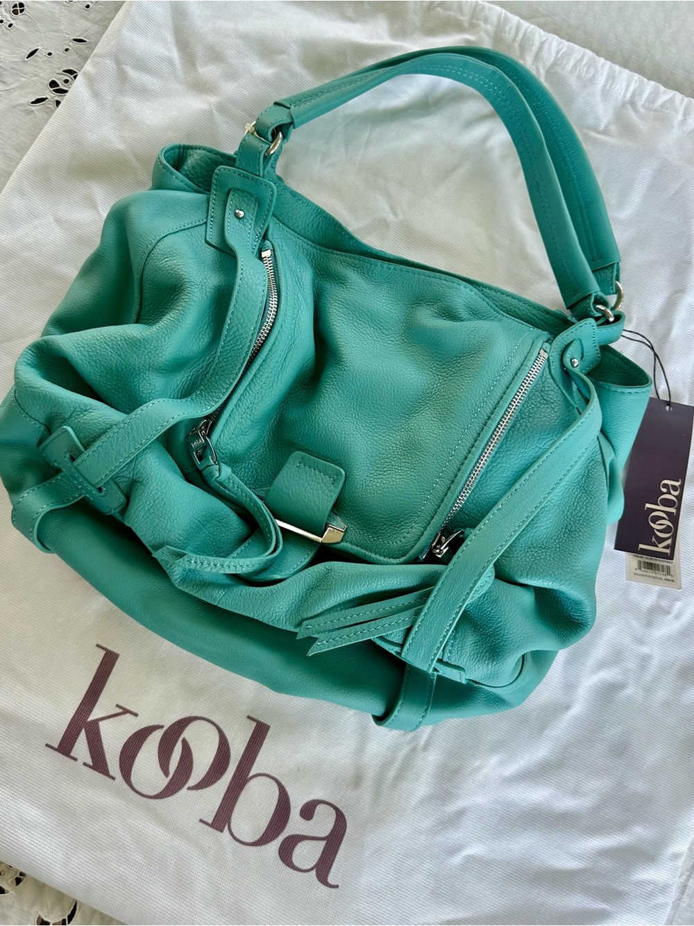 Kooba Turquoise Jonnie Leather Shoulder Bag NWT